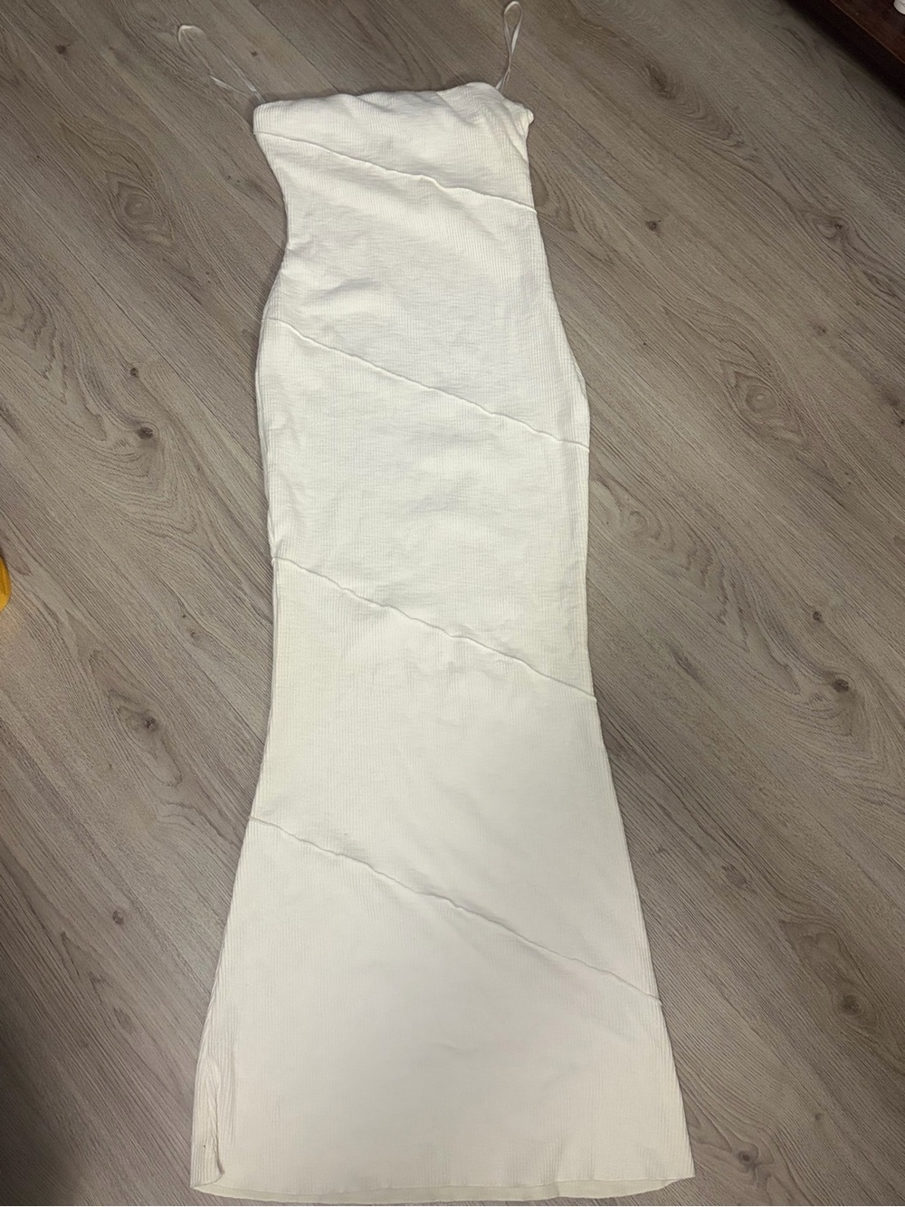 Princess Polly White Strapless Maxi Dress with Diagonal Seams